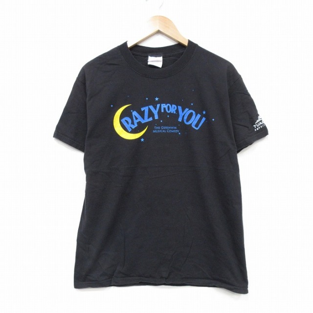 M★古着 半袖 ビンテージ Tシャツ メンズ 00年代 00s 月 コットン クルーネック 黒 ブラック 25sep10 中古