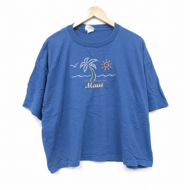 ジャージーズ 00s 半袖Tシャツ マウイ刺繍 ネイビー XL | 古着