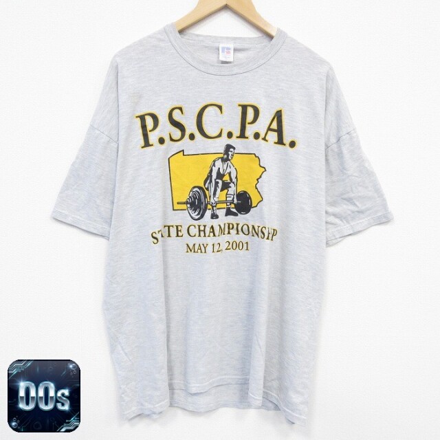 ラッセル 00s 半袖Tシャツ 重量挙げ グレー XL | 古着