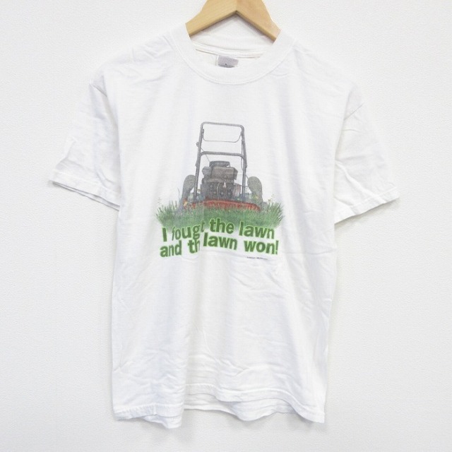L★古着 半袖 ビンテージ Tシャツ メンズ 00年代 00s エンジン コットン クルーネック 白 ホワイト 25sep11 中古