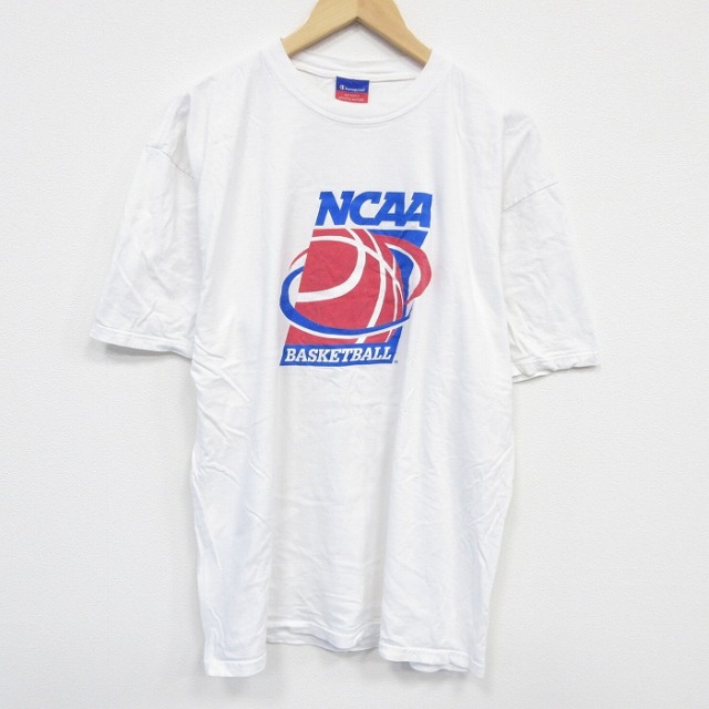 XL★古着 チャンピオン champion 半袖 ビンテージ Tシャツ メンズ 00年代 00s バスケットボール 大きいサイズ コットン クルーネック 白 ホワイト 25sep11 中古
