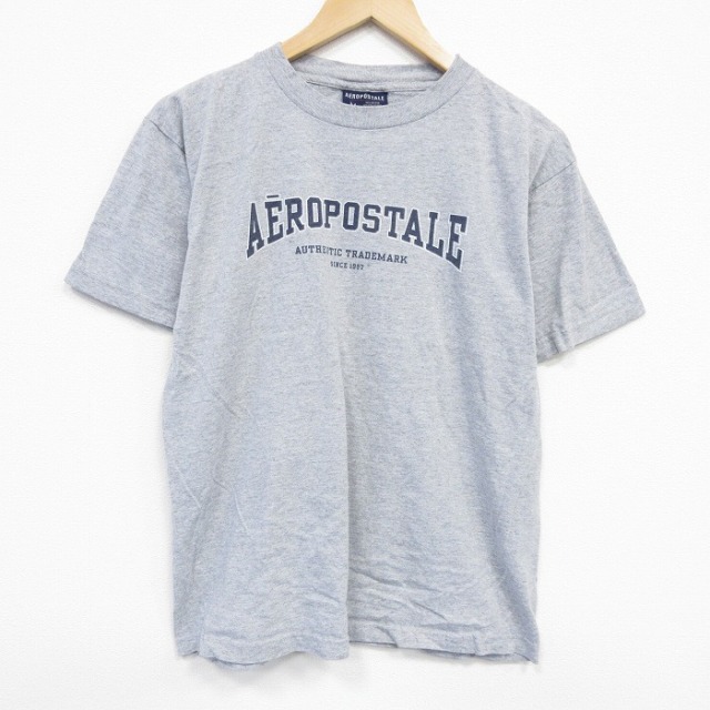 M★古着 エアロポステール AEROPOSTALE 半袖 ビンテージ Tシャツ メンズ 00年代 00s ビッグロゴ クルーネック グレー 霜降り 25sep11 中古