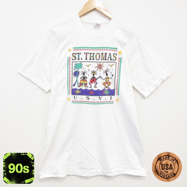フルーツオブザルーム 90s 半袖Tシャツ セントトーマス ホワイト L | 古着