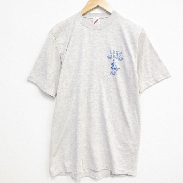 L★古着 ジャージーズ 半袖 ビンテージ Tシャツ メンズ 80年代 80s ヨット クルーネック USA製 薄グレー 霜降り 25sep11 中古