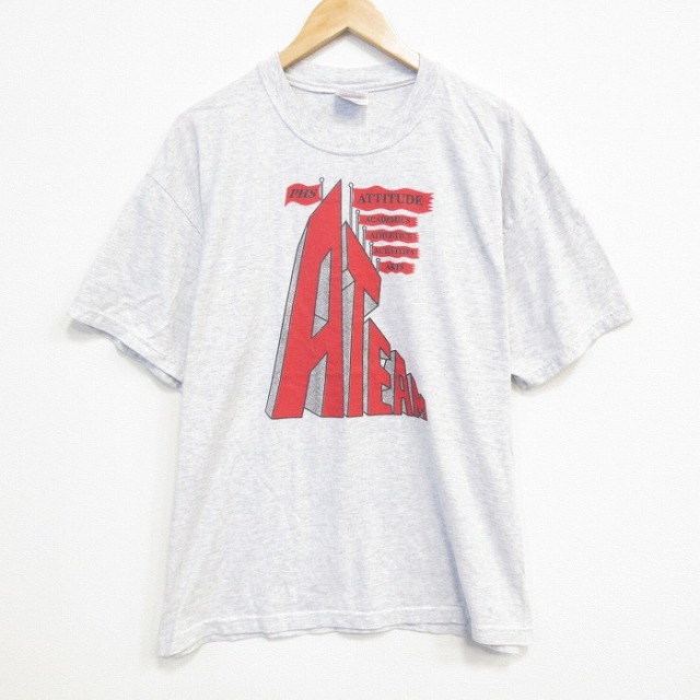 XL★古着 ヘインズ Hanes 半袖 ビンテージ Tシャツ メンズ 00年代 00s ATEAM クルーネック 薄グレー 霜降り 25sep11 中古