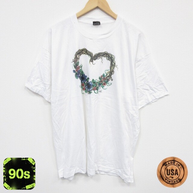 フルーツオブザルーム 90s 半袖Tシャツ ハート ホワイト XL | 古着