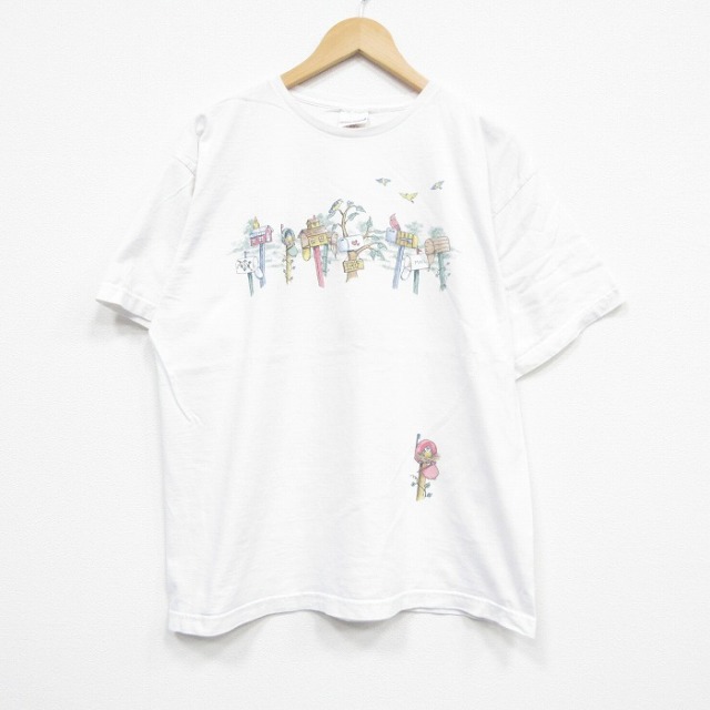 XL★古着 半袖 ビンテージ Tシャツ メンズ 00年代 00s 鳥小屋 コットン クルーネック USA製 白 ホワイト 25sep12 中古