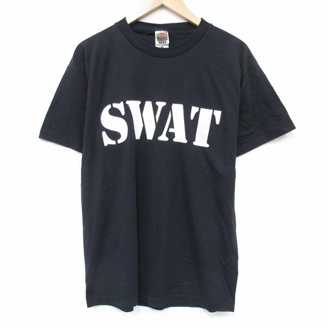 L★古着 フルーツオブザルーム 半袖 ビンテージ Tシャツ メンズ 00年代 00s SWAT クルーネック 黒 ブラック 25sep12 中古