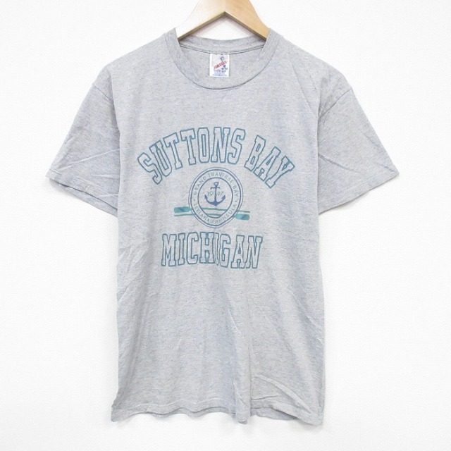 M★古着 ジャージーズ 半袖 ビンテージ Tシャツ メンズ 90年代 90s ミシガン クルーネック USA製 グレー 霜降り 25sep12 中古