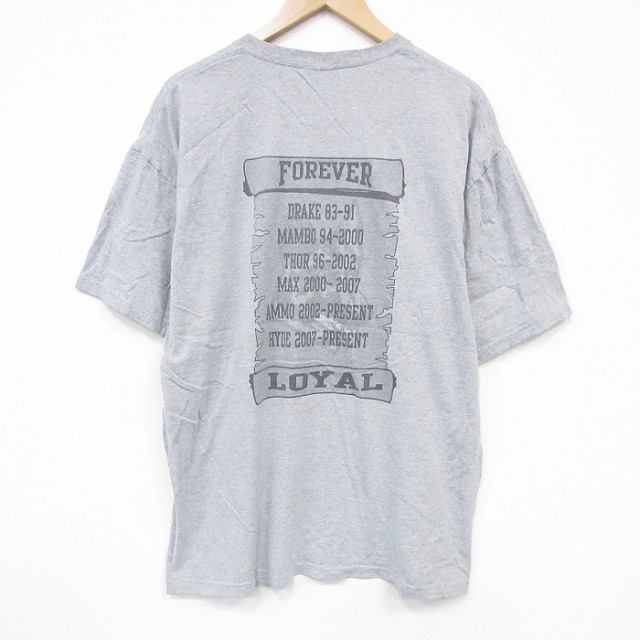 XL★古着 半袖 ビンテージ Tシャツ メンズ 00年代 00s LOYAL 大きいサイズ クルーネック グレー 霜降り 25sep12 中古