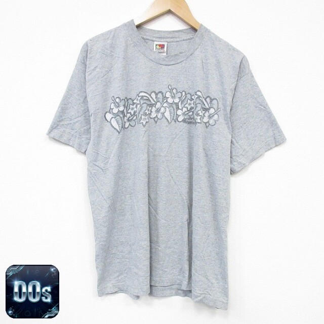 フルーツオブザルーム 00s 半袖Tシャツ ハイビスカス グレー XL | 古着