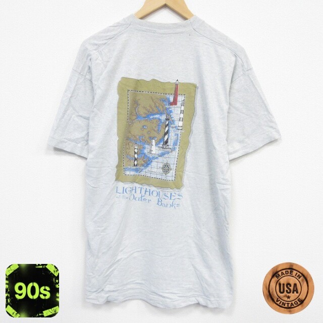 フルーツオブザルーム 90s 半袖Tシャツ 灯台 グレー XL | 古着