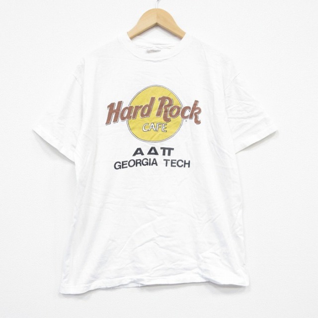 L★古着 ヘインズ Hanes 半袖 ビンテージ Tシャツ メンズ 80年代 80s ハードロックカフェ コットン クルーネック USA製 白 ホワイト 【spe】 25sep13 中古