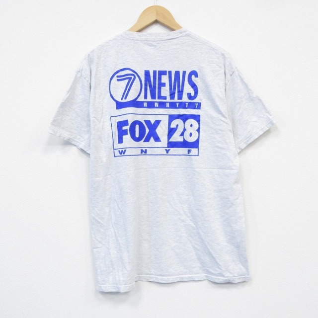 XL★古着 ヘインズ Hanes 半袖 ビンテージ Tシャツ メンズ 00年代 00s FOX コットン クルーネック 薄グレー 霜降り 25sep17 中古