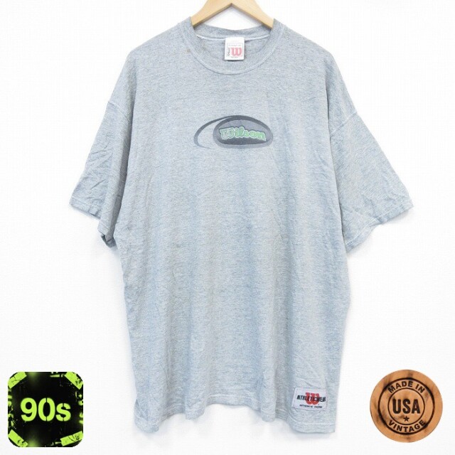 【50%OFF】ウィルソン 90s 半袖Tシャツ ビッグロゴ グレー XL | 古着