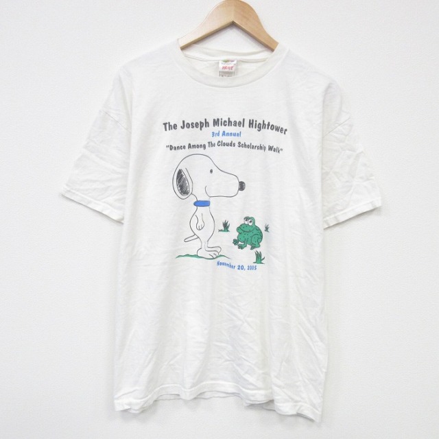 XL★古着 フルーツオブザルーム 半袖 ビンテージ Tシャツ メンズ 00年代 00s スヌーピー SNOOPY カエル コットン クルーネック 白 ホワイト 【spe】 25sep17 中古