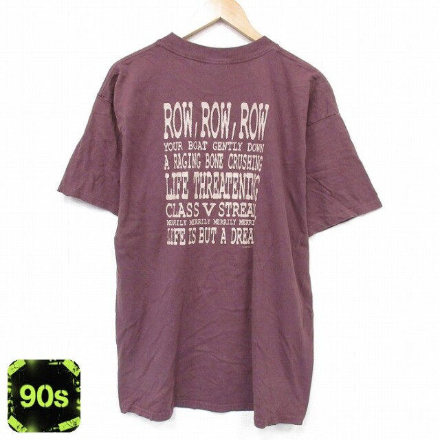 TULTEX 90s 半袖Tシャツ ラフティング バーガンディ XL | 古着