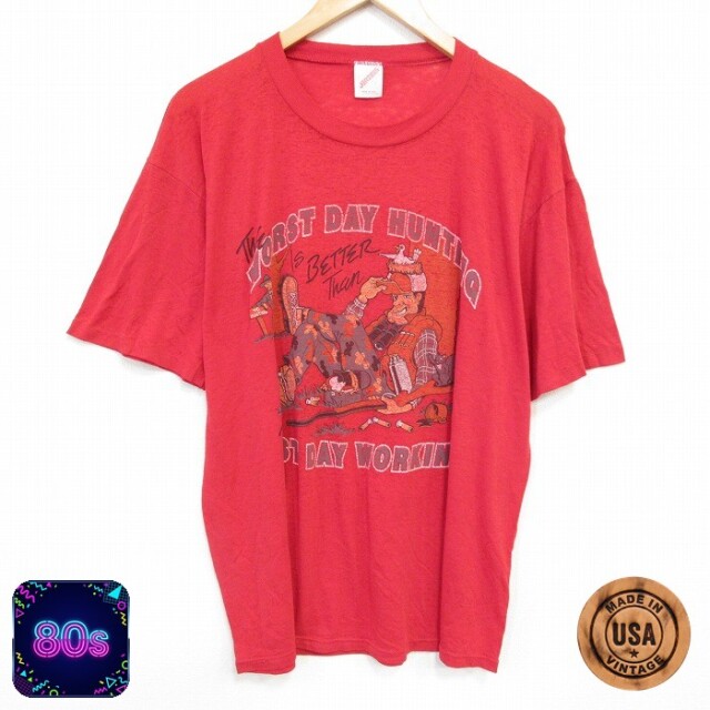 ジャージーズ 80s 半袖Tシャツ ハンター レッド XL | 古着