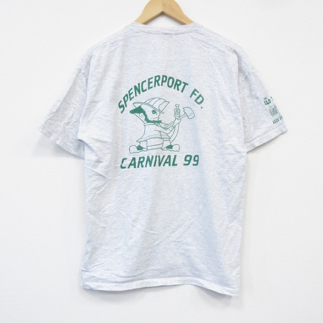 【20%OFF】XL★古着 半袖 ビンテージ Tシャツ メンズ 90年代 90s カーニバル クルーネック 薄グレー 霜降り 25sep18 中古