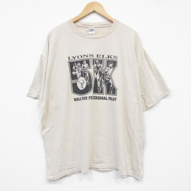 00s 半袖Tシャツ マラソン企業広告 ベージュ XL | 古着