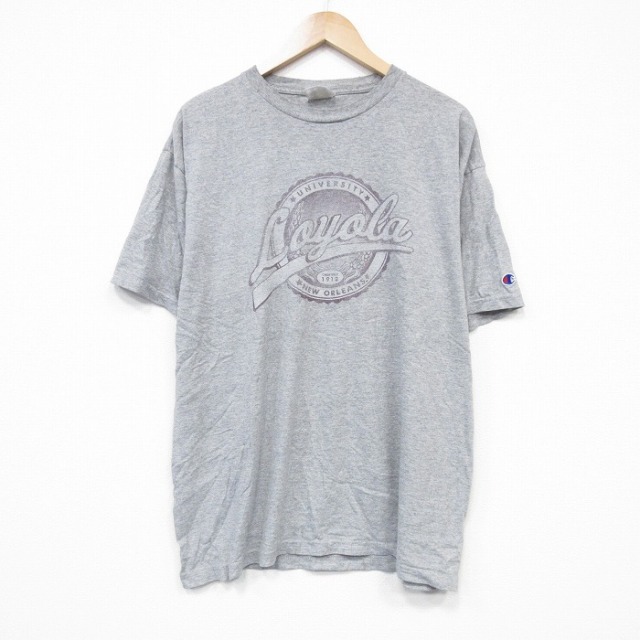 【20%OFF】XL★古着 チャンピオン champion 半袖 ビンテージ Tシャツ メンズ 00年代 00s Loyola クルーネック グレー 霜降り 25sep18 中古