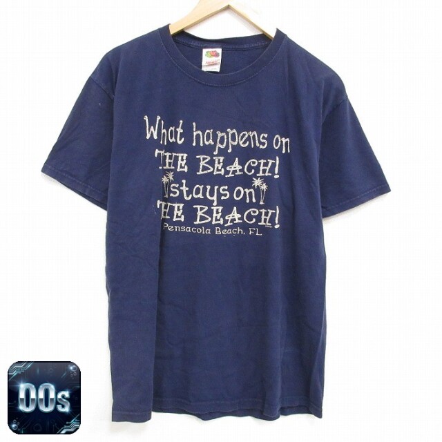 フルーツオブザルーム 00s 半袖Tシャツ メッセージ ネイビー L | 古着