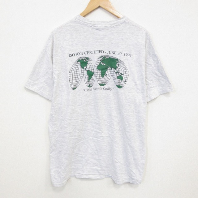 ヘインズ 90s 半袖Tシャツ グローバルフォーカス グレー XL | 古着