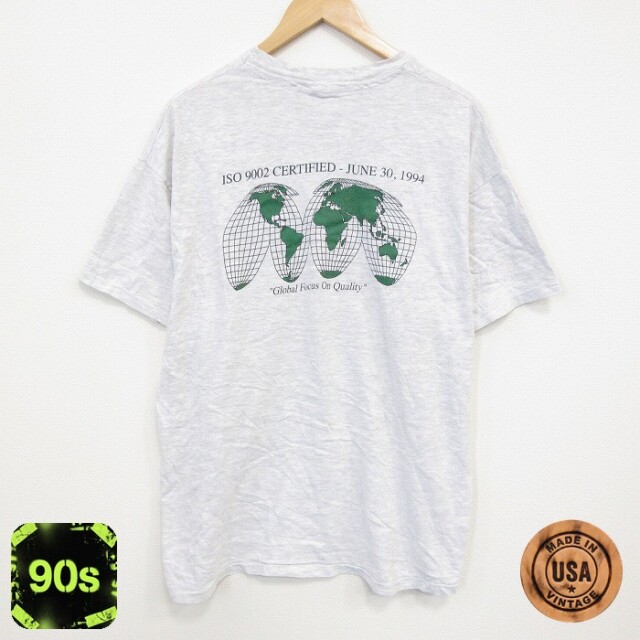 ヘインズ 90s 半袖Tシャツ グローバルフォーカス グレー XL | 古着