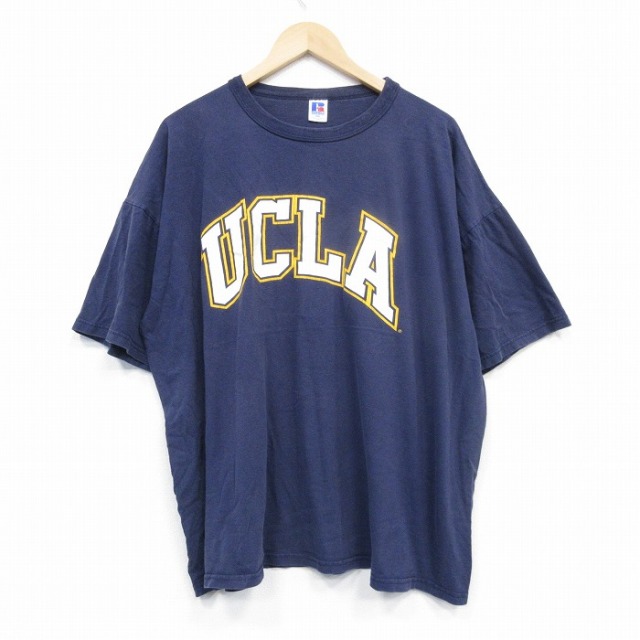 XL★古着 ラッセル 半袖 ビンテージ Tシャツ メンズ 00年代 00s UCLA 大きいサイズ コットン クルーネック 紺 ネイビー 25sep19 中古