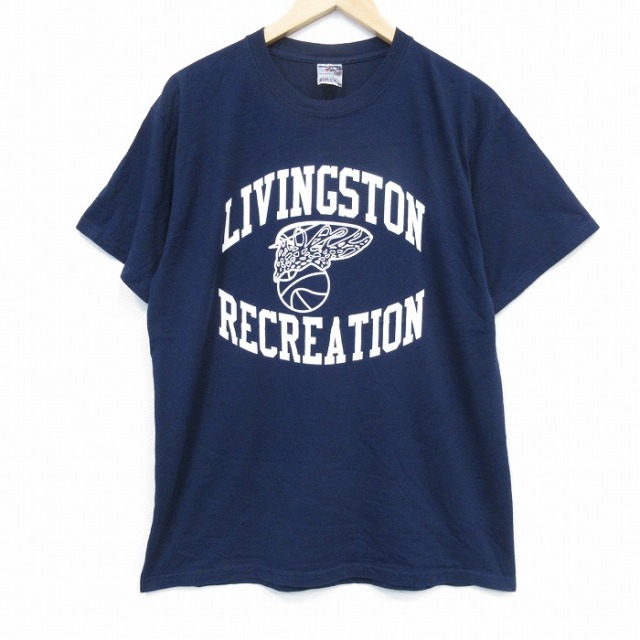 L★古着 ジャージーズ 半袖 ビンテージ Tシャツ メンズ 00年代 00s バスケットボール クルーネック 紺 ネイビー 25sep19 中古
