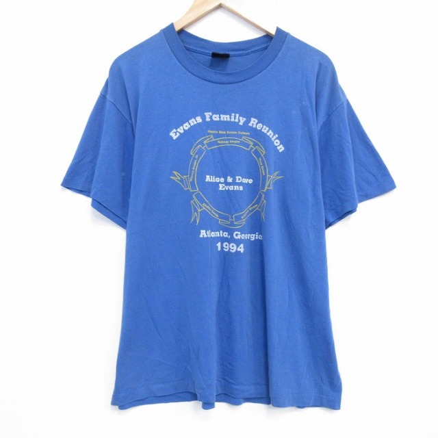 【20%OFF】XL★古着 半袖 ビンテージ Tシャツ メンズ 90年代 90s ジョージア 大きいサイズ クルーネック 薄紺 ネイビー 25sep20 中古