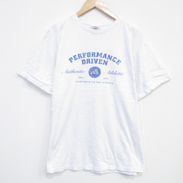 XL★古着 アディダス adidas 半袖 ビンテージ Tシャツ メンズ 90年代 90s DRIVEN コットン クルーネック USA製 白 ホワイト 25sep20 中古
