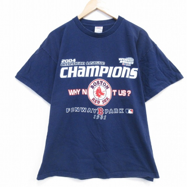 【20%OFF】XL★古着 フルーツオブザルーム 半袖 ビンテージ Tシャツ メンズ 00年代 00s MLB ボストンレッドソックス コットン クルーネック 紺 ネイビー メジャーリーグ ベースボール 野球 25sep20 中古