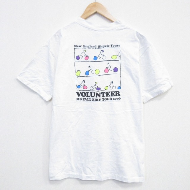 【20%OFF】XL★古着 半袖 ビンテージ Tシャツ メンズ 90年代 90s 自転車 コットン クルーネック USA製 白 ホワイト 25sep20 中古