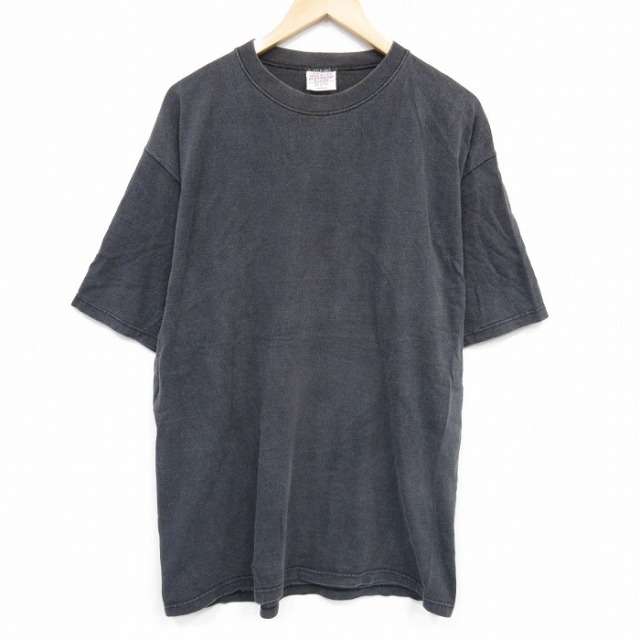 XL★古着 PLUMA 半袖 ビンテージ Tシャツ メンズ 90年代 90s 無地 コットン クルーネック USA製 濃グレー 霜降り 25sep22 中古