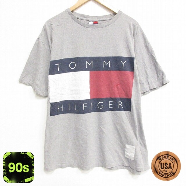 トミーヒルフィガー 90s 半袖Tシャツ ビッグロゴ グレー XL | 古着