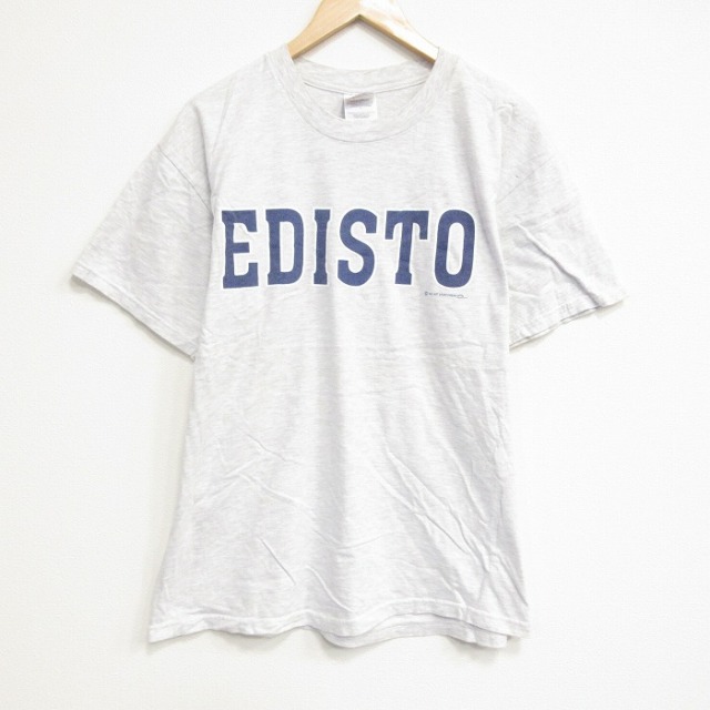 【20%OFF】L★古着 ヘインズ Hanes 半袖 ビンテージ Tシャツ メンズ 90年代 90s EDISTO コットン クルーネック 薄グレー 霜降り 25sep22 中古