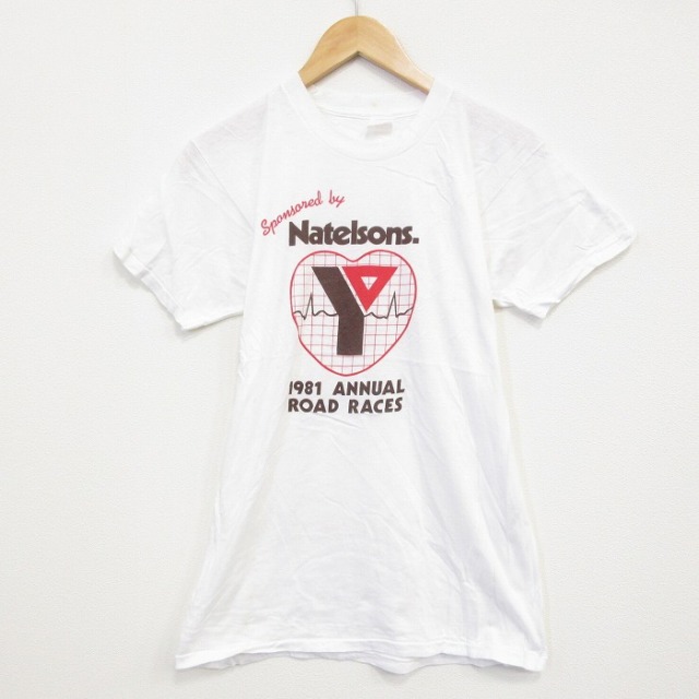 【20%OFF】S★古着 半袖 ビンテージ Tシャツ メンズ 80年代 80s ロードレース クルーネック 白 ホワイト 25sep22 中古