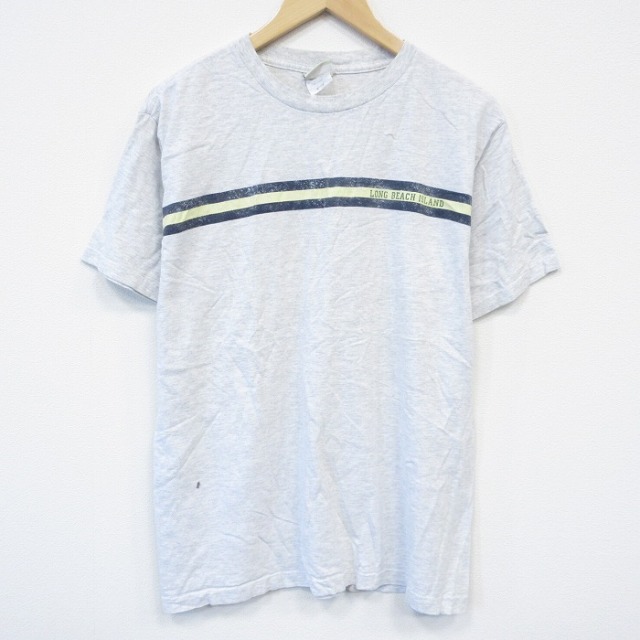 【20%OFF】L★古着 半袖 ビンテージ Tシャツ メンズ 00年代 00s コットン クルーネック USA製 薄グレー 霜降り 25sep24 中古