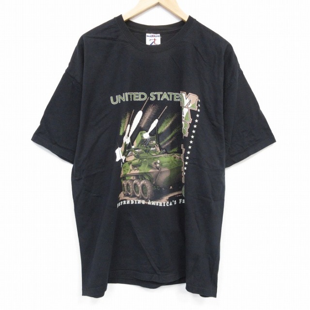 XL★古着 ジャージーズ 半袖 ビンテージ Tシャツ メンズ 00年代 00s 戦車 大きいサイズ コットン クルーネック 黒 ブラック 25sep24 中古
