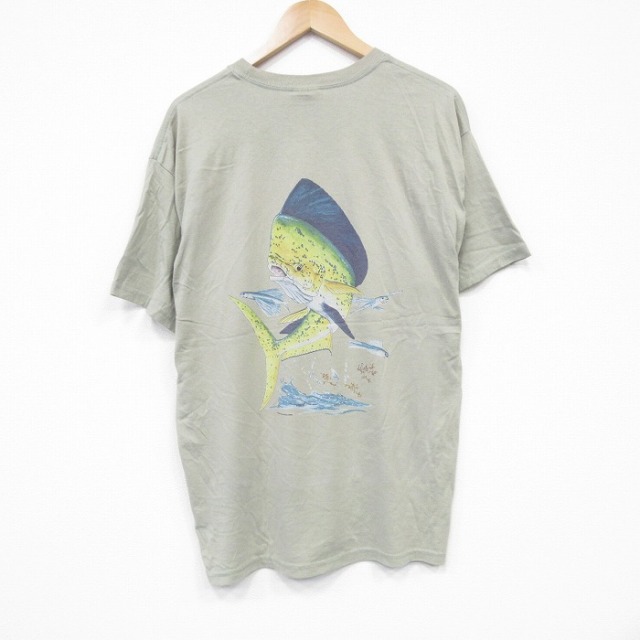 ヘインズ 00s 半袖Tシャツ 魚 グリーン L | 古着