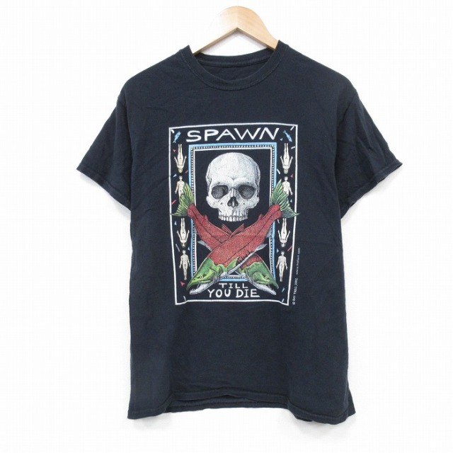 M★古着 半袖 ビンテージ Tシャツ メンズ 00年代 00s RAY TROLL スカル クルーネック 黒 ブラック 【spe】 25sep24 中古