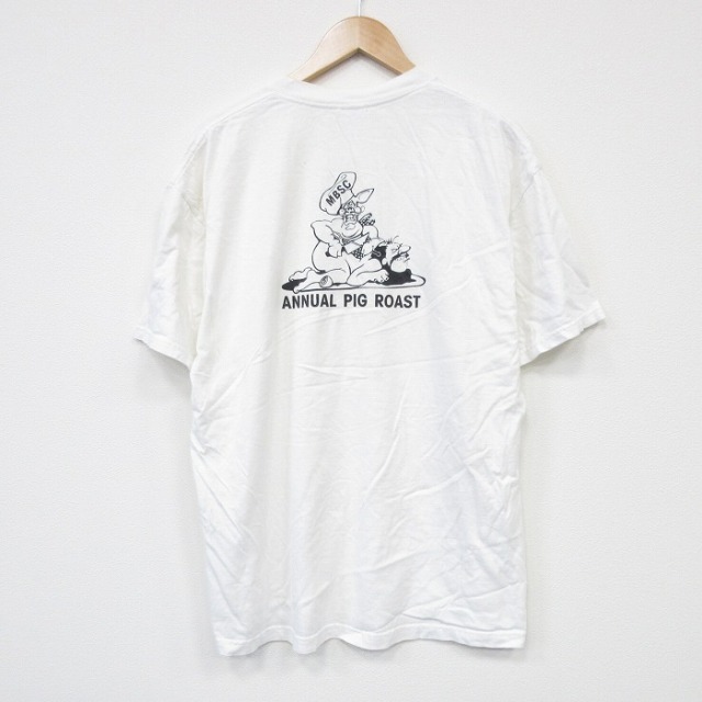 XL★古着 半袖 ビンテージ Tシャツ メンズ 00年代 00s ブタ コットン クルーネック 白 ホワイト 25sep24 中古
