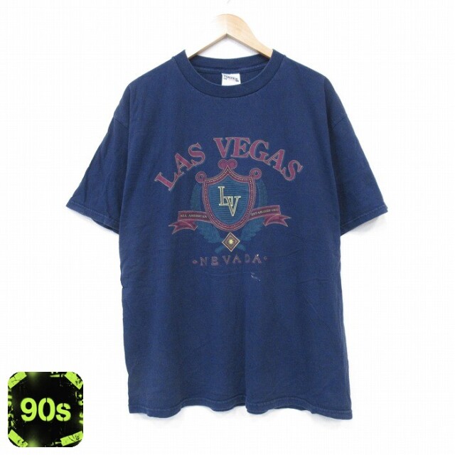 TULTEX 90s 半袖Tシャツ ラスベガス ネイビー XL | 古着