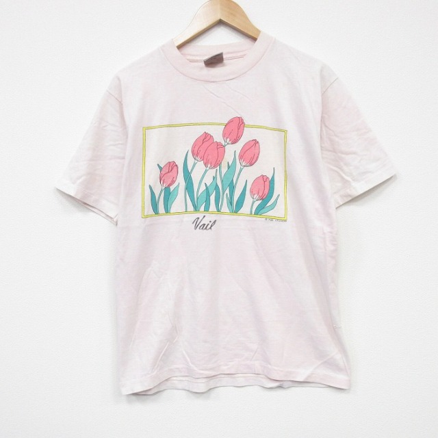 80s 半袖Tシャツ 花 ピンク M | 古着