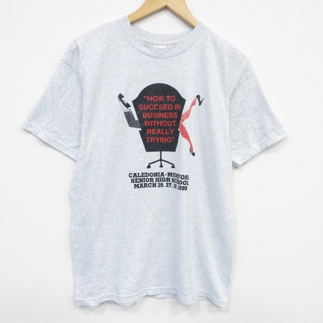 L★古着 フルーツオブザルーム 半袖 ビンテージ Tシャツ メンズ 90年代 90s HOW TO クルーネック 薄グレー 霜降り 25sep26 中古