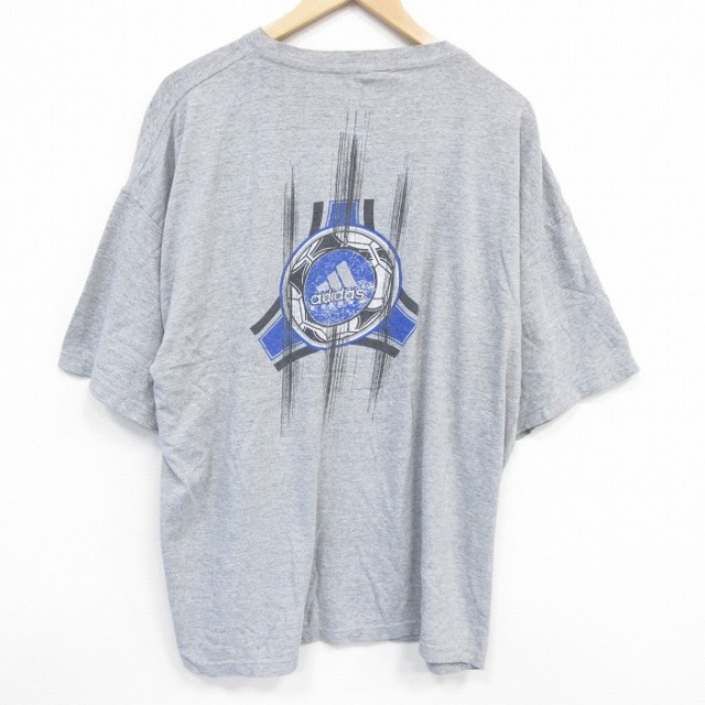 【50%OFF】アディダス 90s 半袖Tシャツ ビッグロゴ グレー XL | 古着