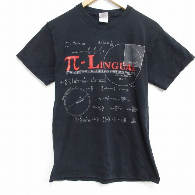 M★古着 半袖 ビンテージ Tシャツ メンズ 00年代 00s π コットン クルーネック 黒 ブラック 【spe】 25sep25 中古