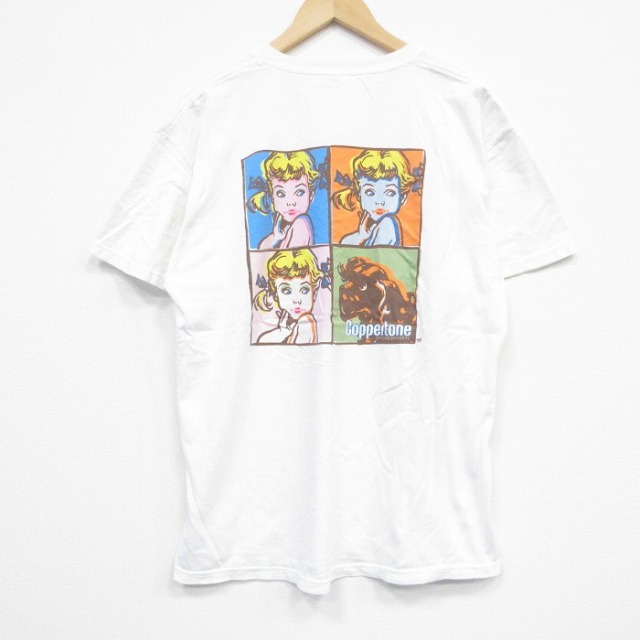 XL★古着 ジャージーズ 半袖 ビンテージ Tシャツ メンズ 00年代 00s コッパートーン コットン クルーネック 白 ホワイト 25sep26 中古