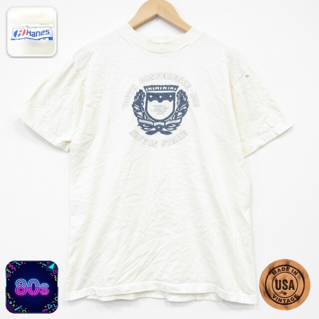 【50%OFF】ヘインズ 80s 半袖Tシャツ オースティン ベージュ L | 古着